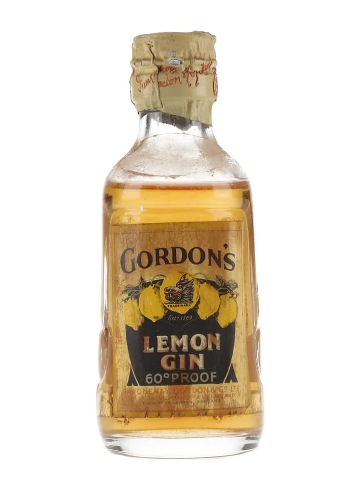 Gordons-Lemon-Gin-Miniature-Bot.1960s Gordon's Lemon Gin Miniature Bot.1960s