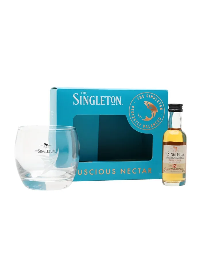 Singleton-of-Dufftown-12-Year-Old-Miniature-and-Glass-Set Singleton of Dufftown 12 Year Old Miniature and Glass Set
